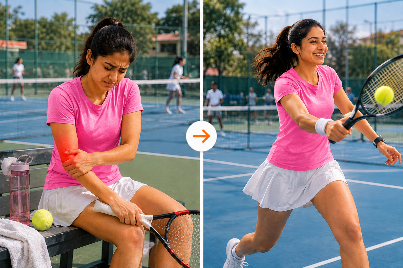 Tennis Elbow rehabilitation before and after