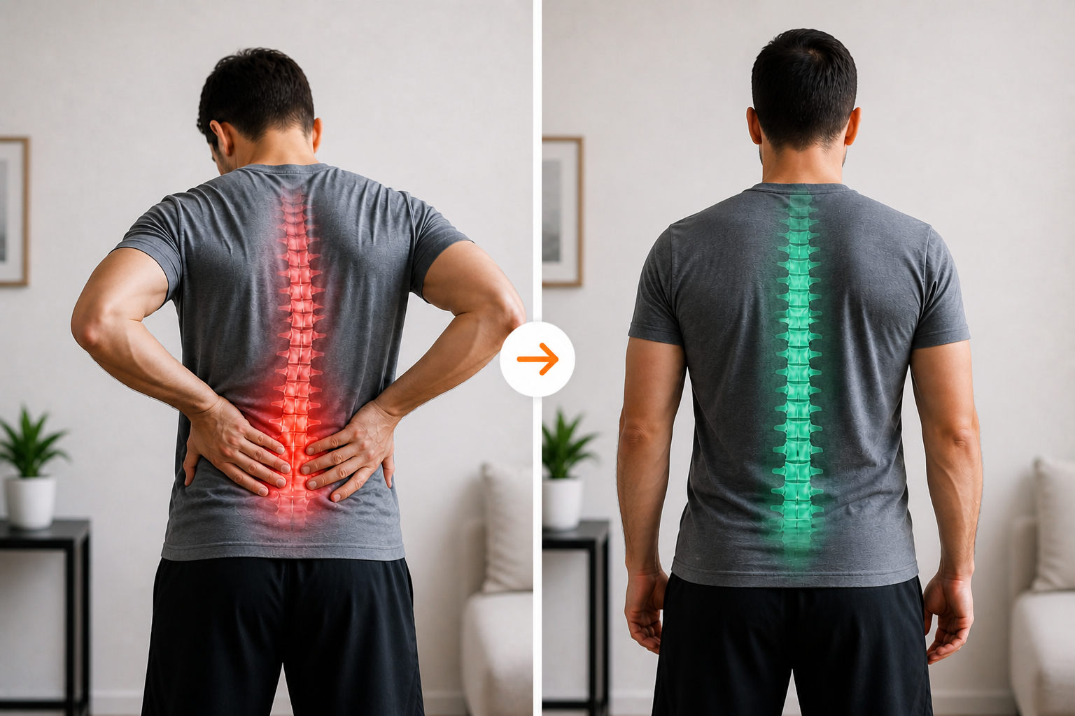 Back pain recovery before and after