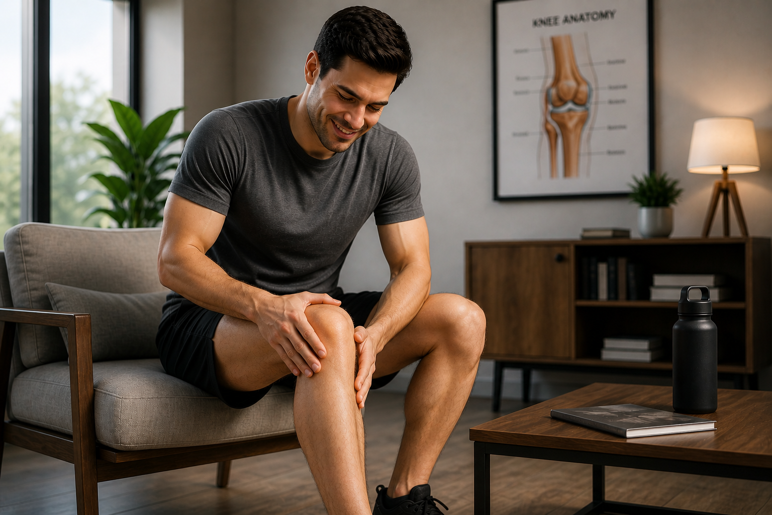 Patient returning to running after knee physiotherapy rehabilitation
