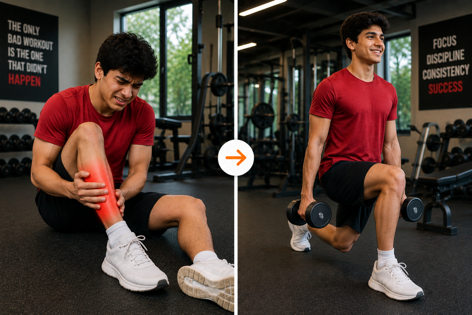 Muscle cramps rehabilitation before and after